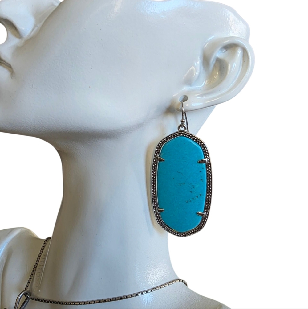 Kendra Scott  Silver Elle Turquoise Earrings
